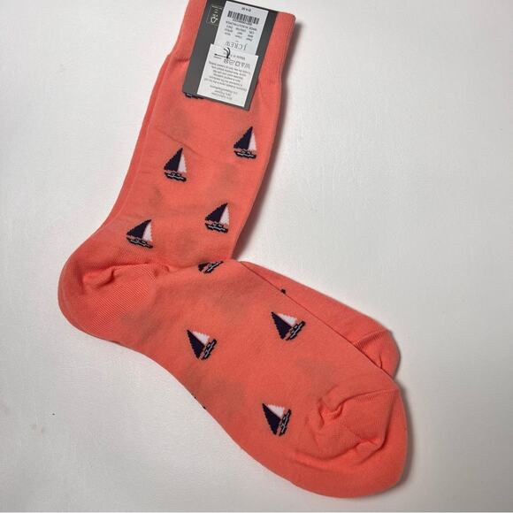 J.Crew Men's Nautical Sailboat Orange Printed Graphic Preppy Socks NWT - Picture 5 of 9